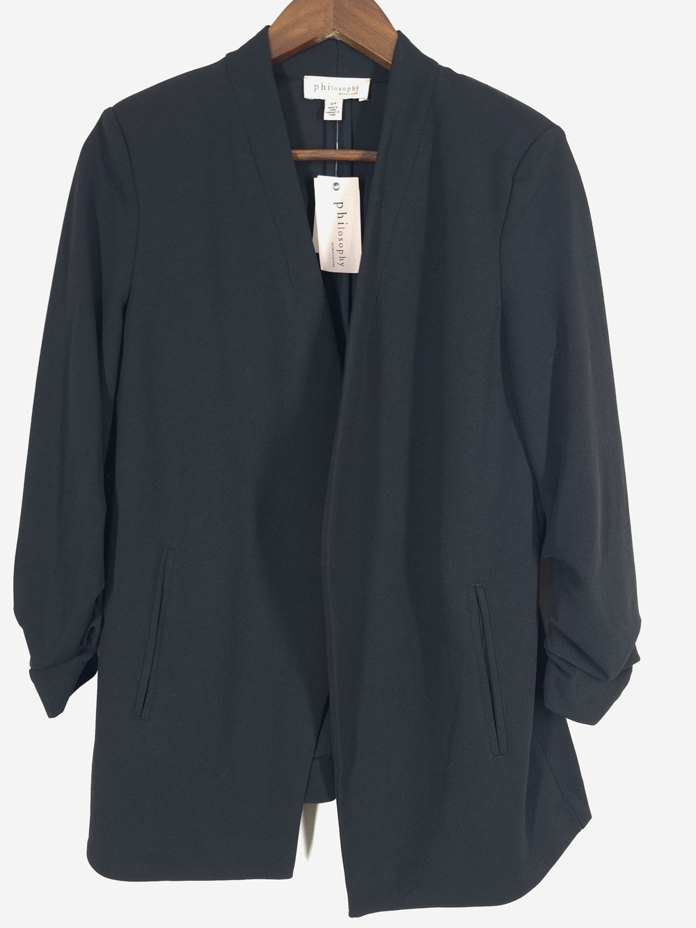 Philosophy Republic Clothing Black Open Front Blazer Jacket NWT Women’s S